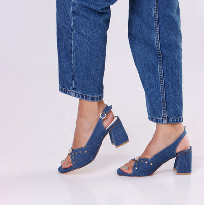 Low Heels | Denim Pearls