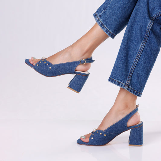 Low Heels | Denim Pearls