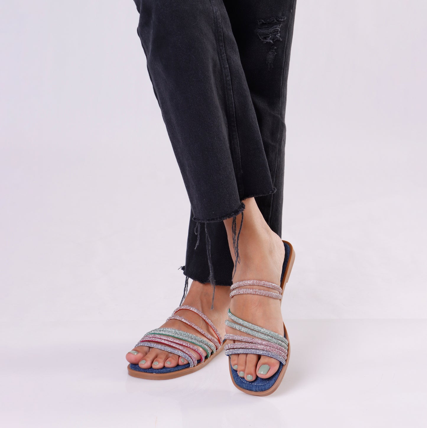 Flat Slipper | Cross Rainbow