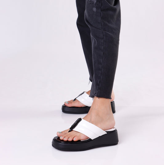 Platform Slip On | White Glossy