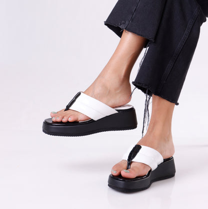 Platform Slip On | White Glossy