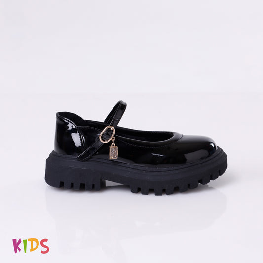 Buckle Sandal | Black Glossy