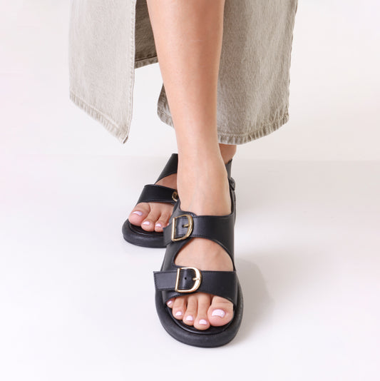 Flat Sandal | Gold Buckle