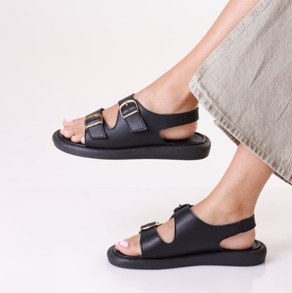 Flat Sandal | Gold Buckle