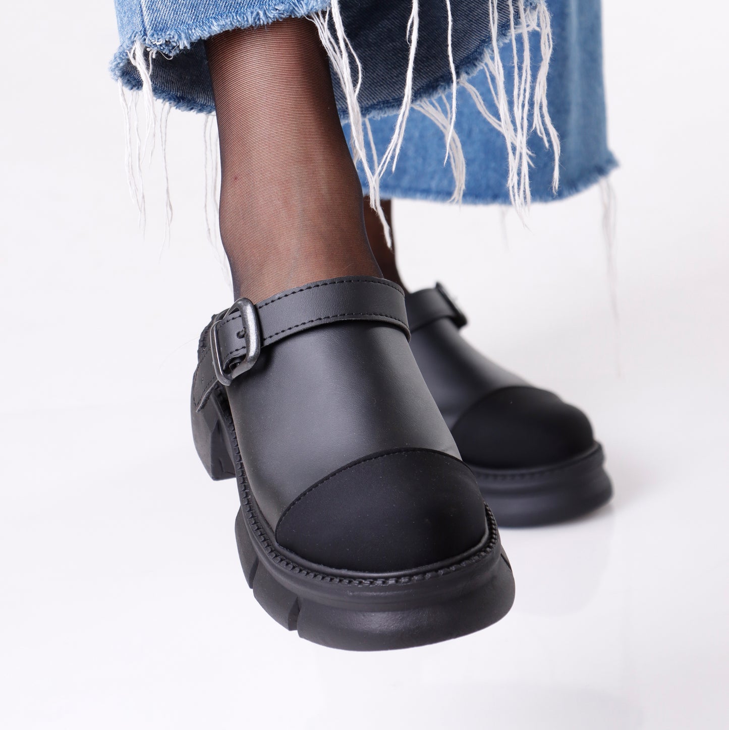 Slip on Buckle Loafer | Black Matte