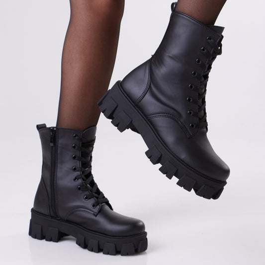 High Lace Boots | Black Matte